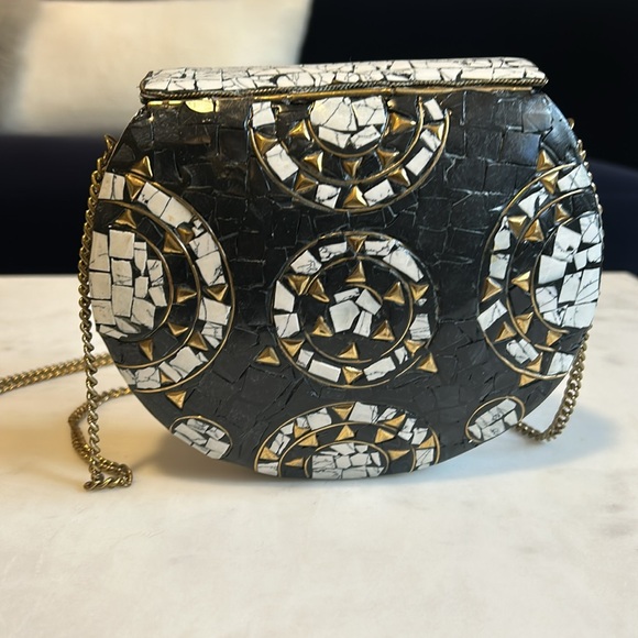 St Xavier Mosaic Art Deco handbag with drop chain shoulder strap - Picture 4 of 8